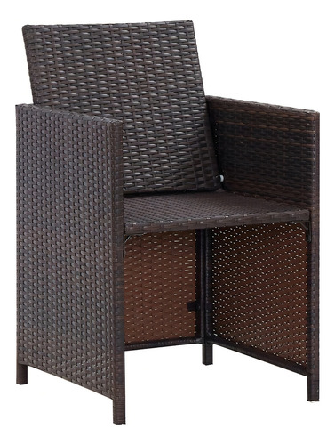Sillas De Jardín Con Cojines 2 Piezas Poly Rattan Marrón Color Gris