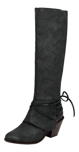 Botas Largas Puntiagudas Con Cordones Para Mujer, Cálidas, S