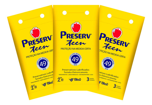 3 Pacotes De Preservativos Preserv Teen 3 Unidades - Kit