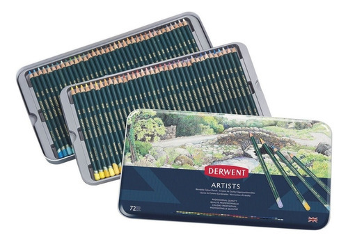 Estojo Lápis Cor Derwent Permanente Artists 72 Cores Lata