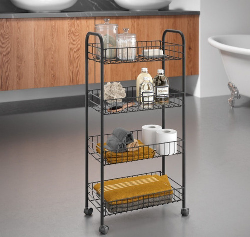 Carrito Organizador Multiusos De Metal Polytherm 4 Bandejas Color Plateado