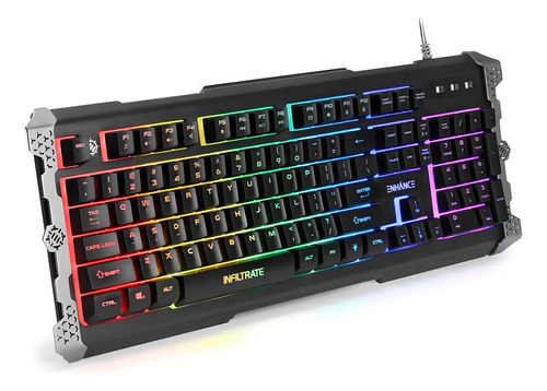 Teclado Gamer Enhance Infiltrate Knl Membrana Color Del Teclado Negro Idioma Inglés Us