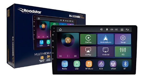 Central Multimídia Mp5 10' Pol Rs-10200br Carplay Sem Fio