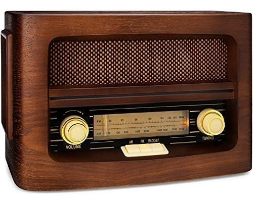 Radio Antiguo Am/fm Clearclick De Madera Con Bluetooth -café