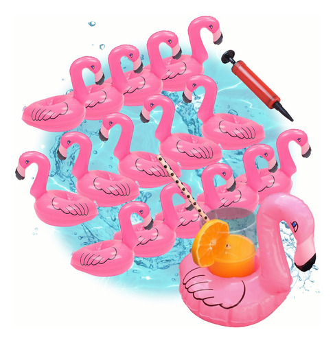 15pzs Portavasos Flamingo Inflable Fiesta Alberca Bebidas