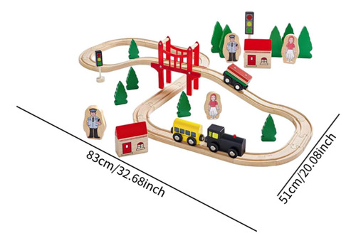 Juego De Trenes Y VĂas De Madera, Juguetes 39 Piezas