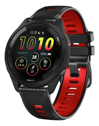 Verde Militar Negro - 22mm - Garmin 265 965 Silicona Bicolor