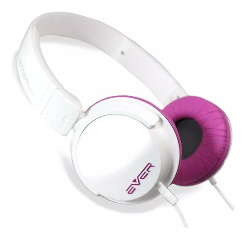 Headphone Microfone Dj P2 Flexível Branco/rosa Evertech Cor Branco