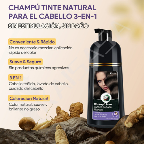 Shampoo Tinte Instantáneo Cubre Canas Natural Jengibre