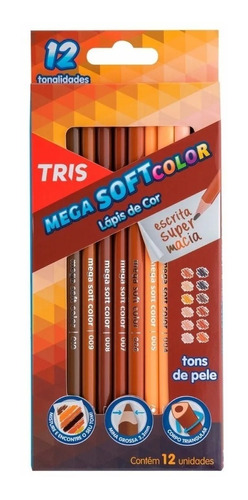 Lápis De Cor Mega Soft Color 12 Cores Tons De Pele Tris