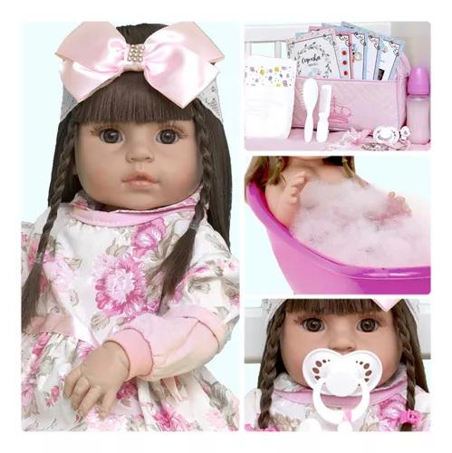 Boneca Bebe Reborn Recem Nascida Silicone Com Lindos Itens - Chic Outlet -  Economize com estilo!