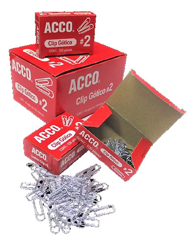 Clip Gotico # 2  Acco Caja Con 10 Cajitas De 100 Clips C/u 