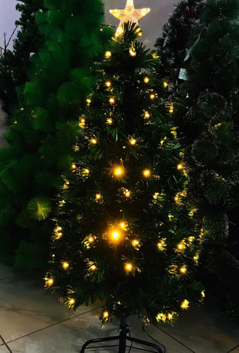 Árvore Natal Luxo Fibra Ótica Cachoeira Incandescente 90cm Cor Verde