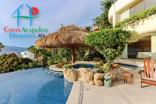 Cad Las Brisas Villa Del Sol. Terraza Con Asoleadero. Alberca Con Jacuzzi Y Palapa Con Wet Bar