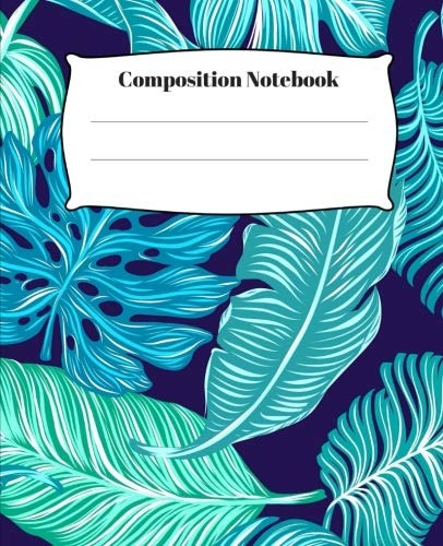 Composition Notebook Cool Cute Blue Flower Cover Wide Ruled 