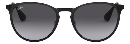 Gafas de sol Ray-Ban Erika Metal Standard, color negro con marco de metal color polished black, lente grey degradada, varilla polished black de metal - RB3539