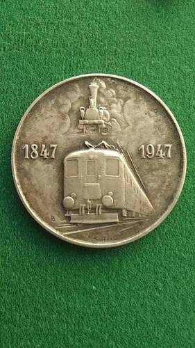 Medalla De Plata Suiza 100 Años De Los Ferrocarriles
