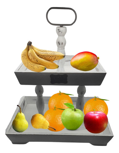 Bandeja Decorativa 2 Niveles Ideal Para Tu Hogar Ak2tt03 Color Beige