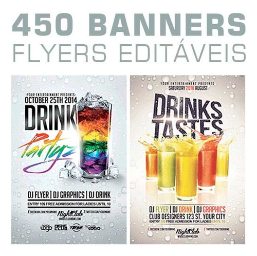 Artes Banners Flyers Editáveis Sublimação 450 Modelos Psd