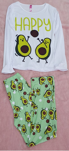 Imagen 1 de 2 de Pijama De Mujer De Aguacatito Happy  Pantalon Y Blusa Ml