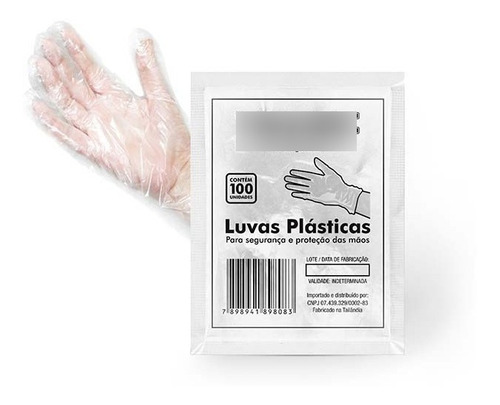 Luva Plástica Não Estéril Descartável Com  1.500 Unidades