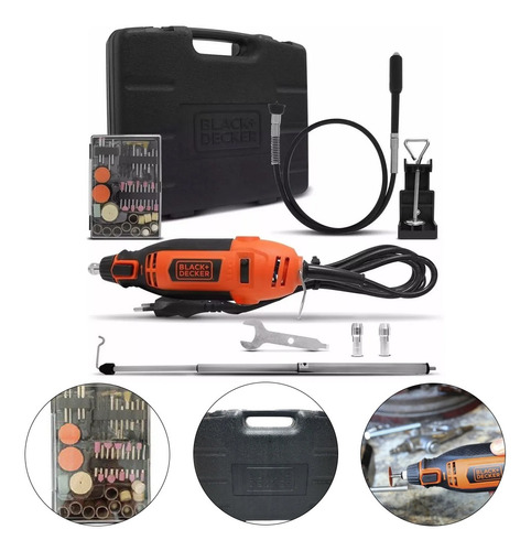 Micro-retífica Multiuso + 113 Peças 180w Rt18ka Black+decker