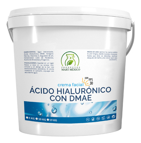 Crema Facial De Hialuronico & Dmae / Filtro Solar (4 Kilos) Momento De Aplicación Día/noche Tipo De Piel Todo Tipo De Piel