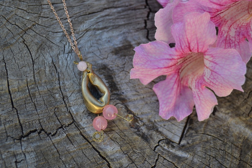 Imagen 6 de 7 de Collar Amor, Cuarzo Rosa, Modelado A Mano, Joyeria, Cod1
