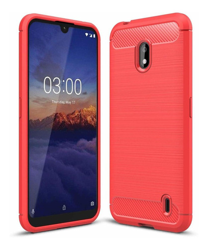 Funda Para Nokia 2.2 Textura Fibra De Carbono Rojo