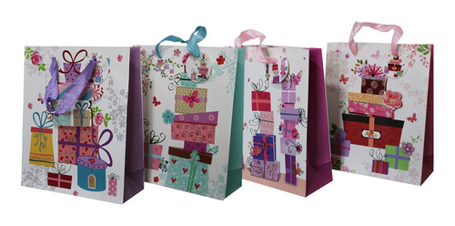 Imagem 1 de 3 de Sacolas Para Presentes Decoradas Kraft Presentinhos Com 12