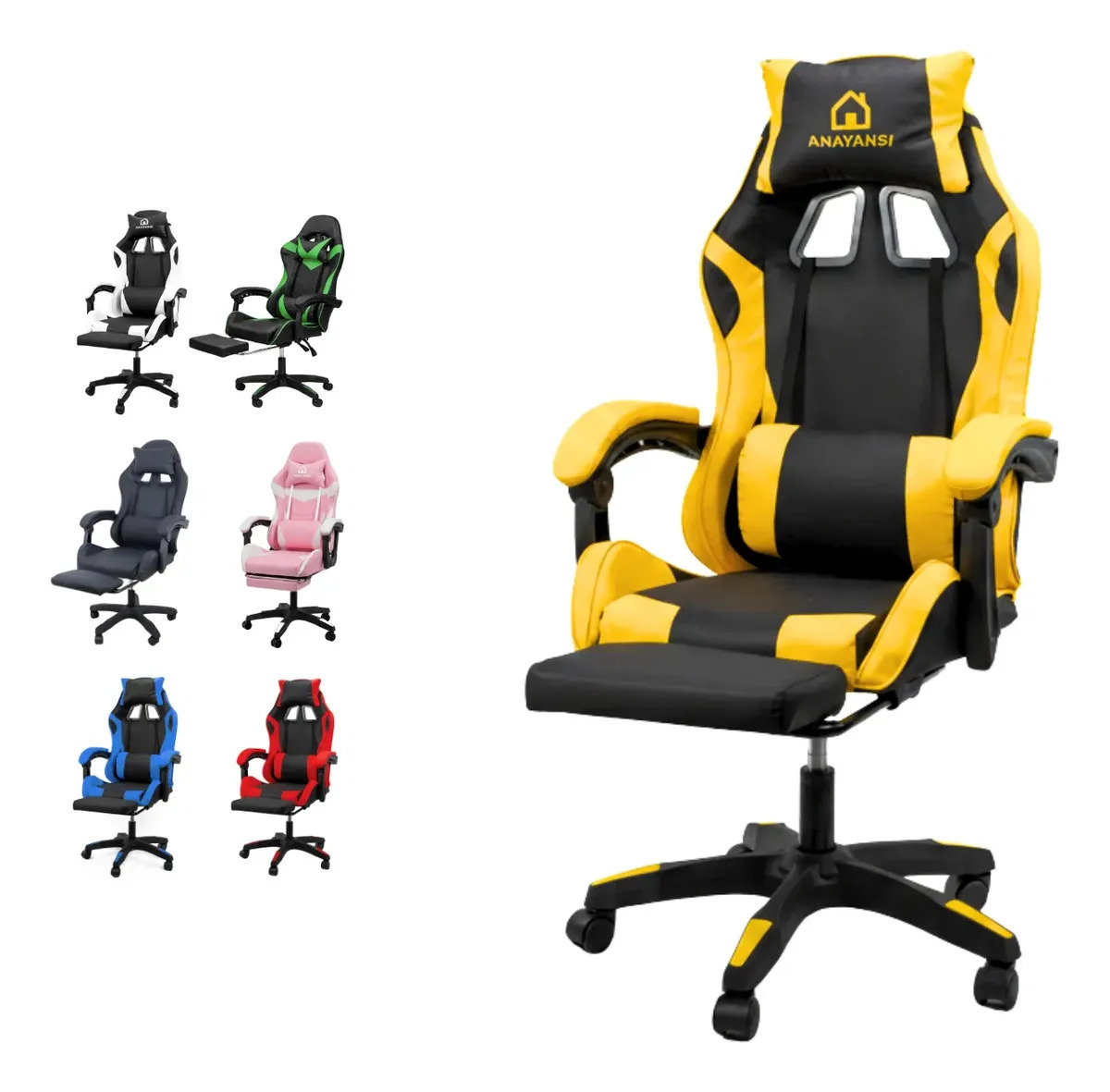 Silla Gamer Oficina Ejecutiva Ergonómica Ajustable Colores Amarillo