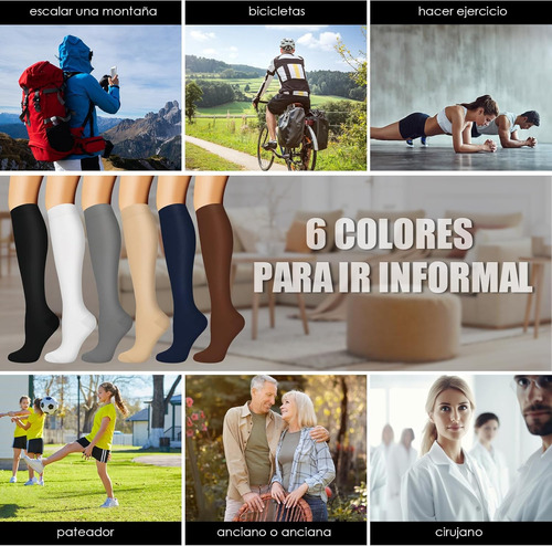 6 Pares De Calcetines De Compresión De Tela Suave