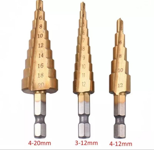Broca Cónica ×3 Hss Steel Titanium Step Drill 4-20(4-12)3-12
