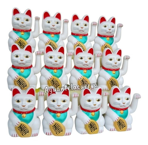 Gato De La Suerte Maneki Neko Blanco Grande