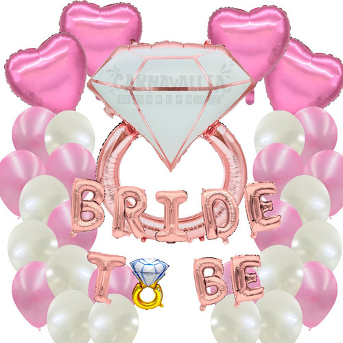 Kit Globos Despedida De Soltera Bride To Be Oro Rosa Diamant