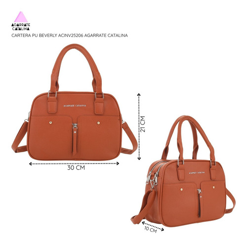 Cartera Pu Beverly Agarrate Catalina Bordó Liso Níquel Bordó