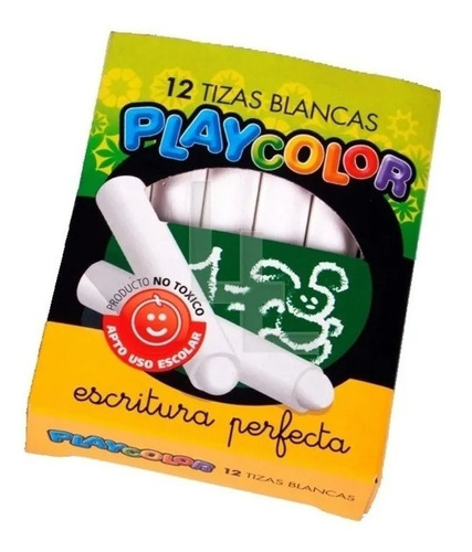 Tizas Blanco Playcolor 10 Cajas X 12 Uni Pizarra Escolar