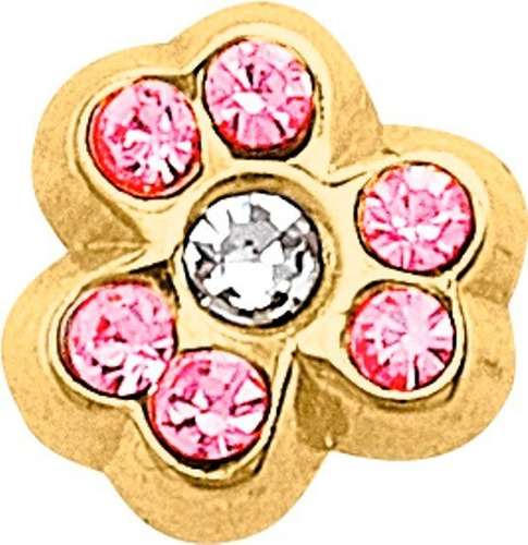 Imagen 2 de 2 de Broquel Trebol Piedritas Rosa Oro 10k - 361