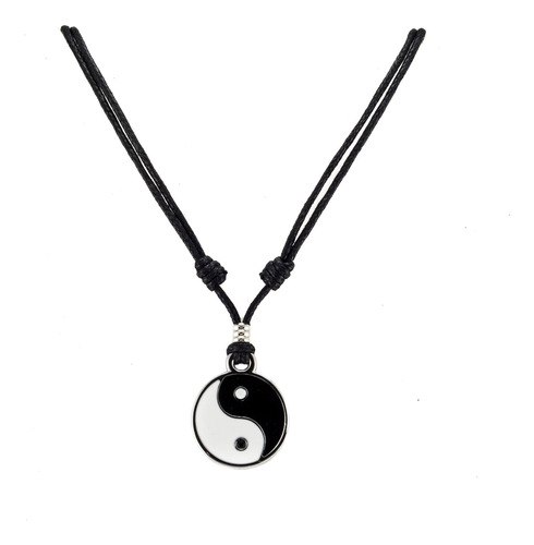 Colgante Bluerica Yin Yang En Collar De Cuerda Negra Ajustab