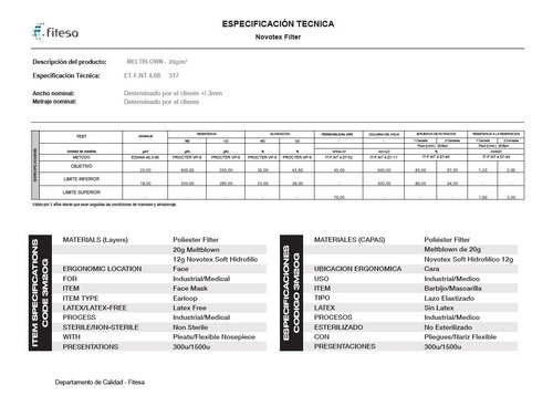 Barbijo Respirador Mascarilla Novotex 3mg20 Triple Capa