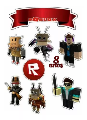 Topo Topper de Bolo Personalizado Roblox P/ Impressão