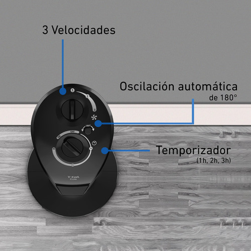 Ventilador De Torre T-fal Eole Infinite Negro Con Temporizad