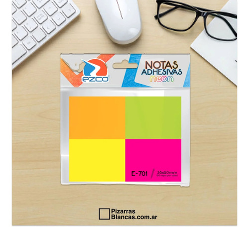Notas Auto Adhesivas 38x50 Mm 4 Colores Fluo Neon 200hjs X3