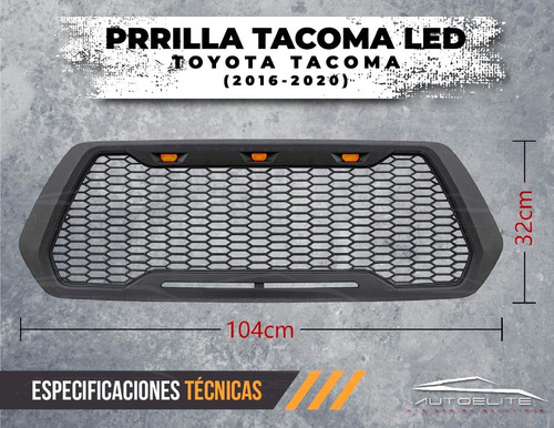 Imagen 5 de 9 de Parrilla Tacoma Toyota 2016 2017 Rasurada Con Luz Led Ambar