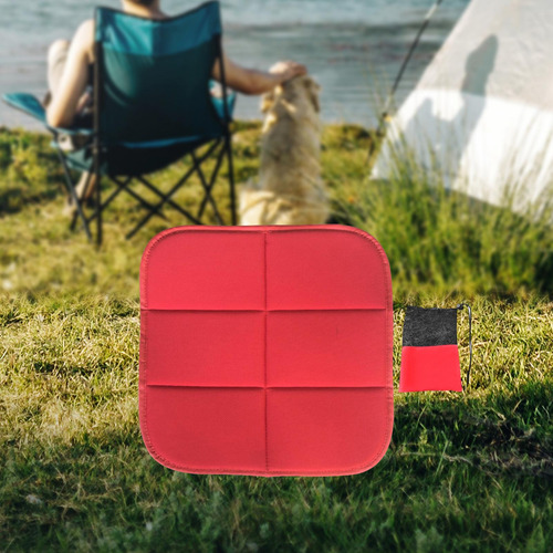 Cojín De Asiento Plegable Con Bolsa De Borde Rojo
