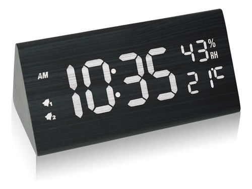 Reloj Despertador Digital De Madera Para Dormitorios, 6 Nive