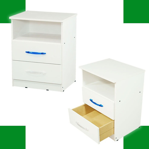 Mesa De Luz 2 Cajones Y Estante Mueble Dormitorio Oferta 7