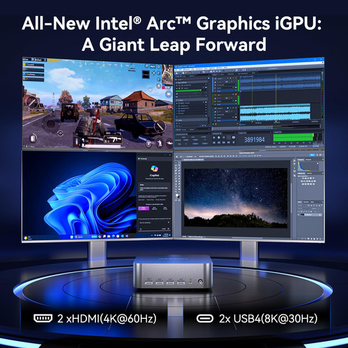 Geekom Gt1 Mega Ai Mini Pc, Procesador Intel Core Ultra