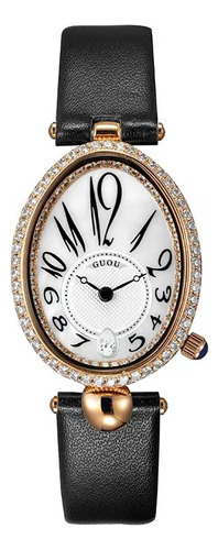 Reloj De Cuero Con Diamantes Incrustados Para Mujer