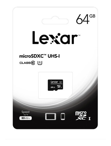 Imagen 2 de 2 de Memoria Micro Sd Lexar 64gb Clase 10 80mb/s - Revogames